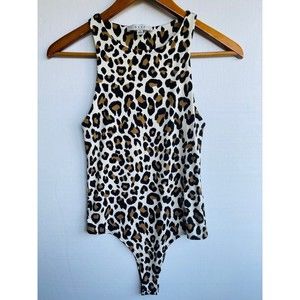 Gaze Leopard Bodysuit Top Size Small